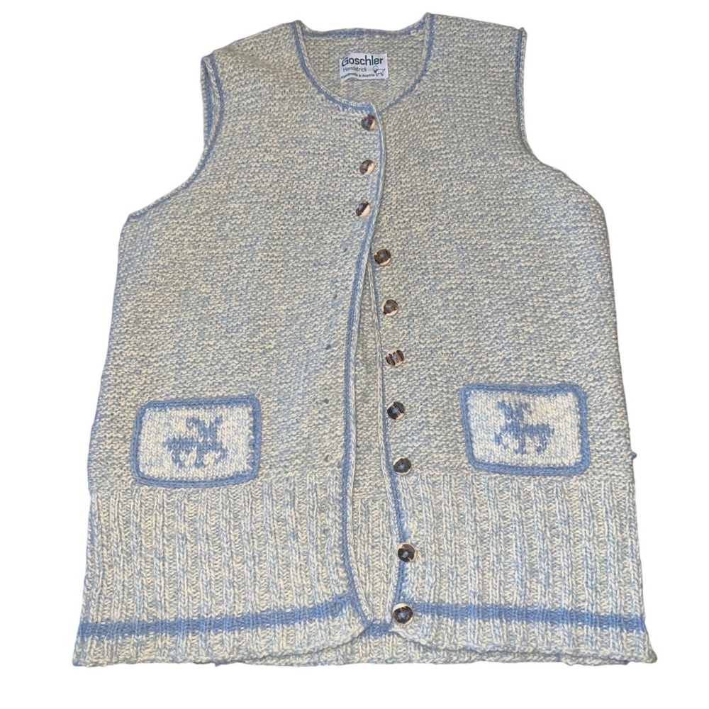 Vintage Goschler Knit Vest L‎ Cottage Core Granny Deer Merino Cashmere